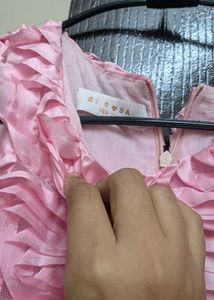 Elegant Pink Ruffled Gown