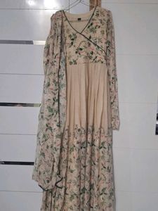 Elegant Floral Anarkali Dress with Dupatta