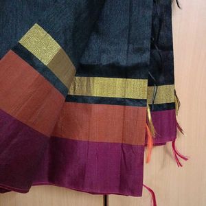 Elegant Black Saree with Gold Border