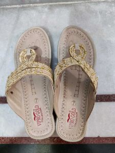 Elegant Beige Kolhapuri Sandals