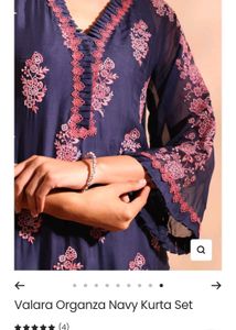 shopMulMul's Navy Blue Floral Kurta , no dupatta