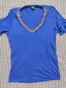 blue embellished y2k top