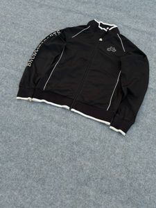 Black Track Jacket with White Trim