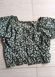 Vintage Floral Print Puff Sleeve Blouse