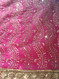 Pink &amp; Gold Embroidered Fabric
