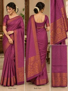 Elegant Purple Saree with Golden Border