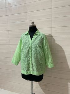 Chic Lime Green Floral Blouse