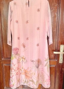 Elegant  Pink Floral Print Kurta