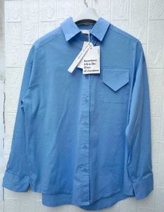Korean Pinterest Light Blue Long Sleeve Shirt