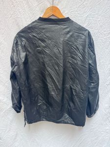 Stylish Black Faux Leather Bomber Jacket