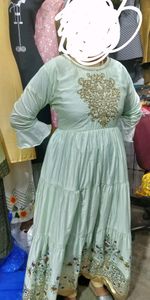 Awesome shiny cotton embroidered n printed dress/gown/anarkali (send your offers for negotiation)