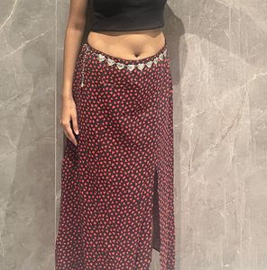 Stylish Heart Print Maxi Skirt