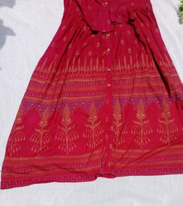 Maroon Printed Anarkali 🌼🛍️