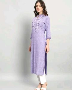 Elegant Lavender Embroidered Kurta