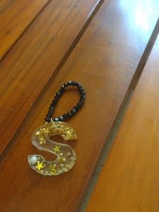 Unique 'S' Letter Resin Pendant with Gold Flakes &amp;