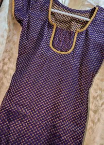 Purple Gold Brocade Ethnic Kurta