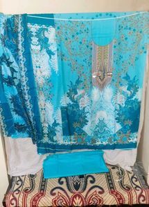 Stylish Blue Printed Pakistani  Kurta Set