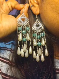 blue Chandelier Heart Earrings