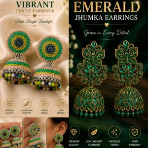 Green Jhumka Earrings Combo Unused