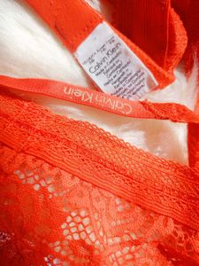 Orange Lace Bralette with High-Waisted Briefs Set