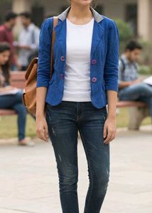 Stylish Blue Jacket with inner top srugfor Women
