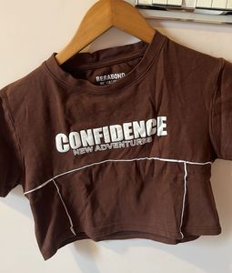 Brown Graphic Crop Top