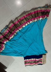 Stunning Teal Lehenga with Embellished Border