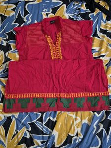 Red Embroidered Kurta