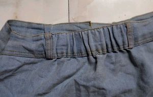 Light Wash Denim Button-Up Skirt