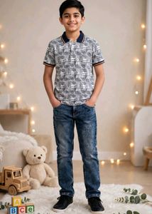 Stylish Boys Polo Shirt & Jeans Outfit