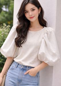 Stylish white Puff Sleeve Top