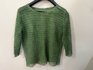 Green Textured Mesh Top