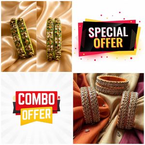 Exquisite Stone-Studded Bangles Set