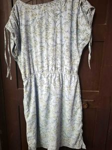 Light Blue Floral Print Midi Dress