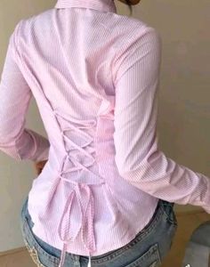 Chic Pink Striped Corset shirt