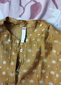Mustard Printed Kurti Dress
