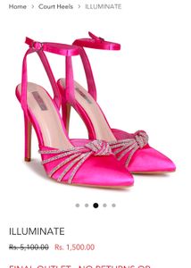 Magenta Pumps Heel With Diamante Knotted Detail