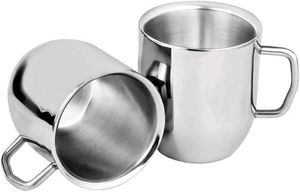 Set of 6 Stainless Steel Double Wall Mugs