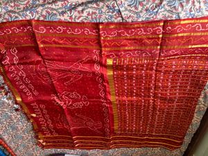 Pure silk bandhej gharchola saree