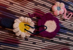Crochet lipbalm holder  +pouch +flower keychains