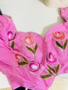 Pink Tulip Embroidered Blouse