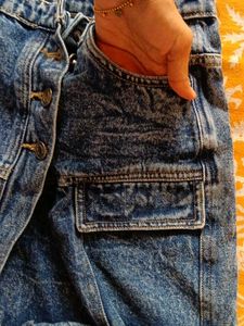 Blue Denim Cargo Skorts