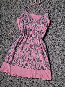 Pink Floral Print Mini Dress