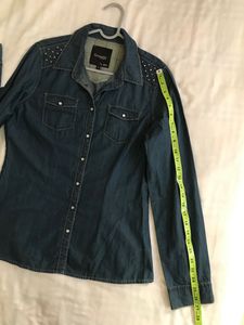 Denim Look Shirt With Studs Fits 34-36
