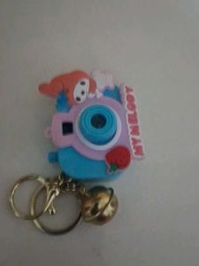 Cute My Melody Camera Keychain with Bell