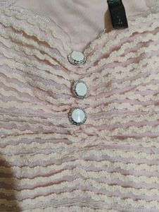 Cute Pink Lace Trim Tank Top