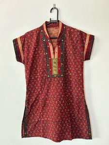Vibrant Rust Handblock Printed Kurti