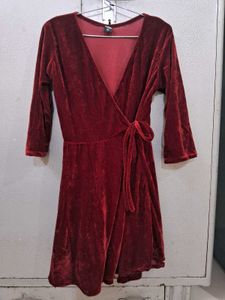 Burgundy Velvet Mini Dress