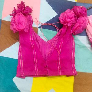 Elegant Pink Tie-Dye Saree with designer blouse