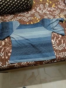 Stylish Blue Striped Off-Shoulder Top